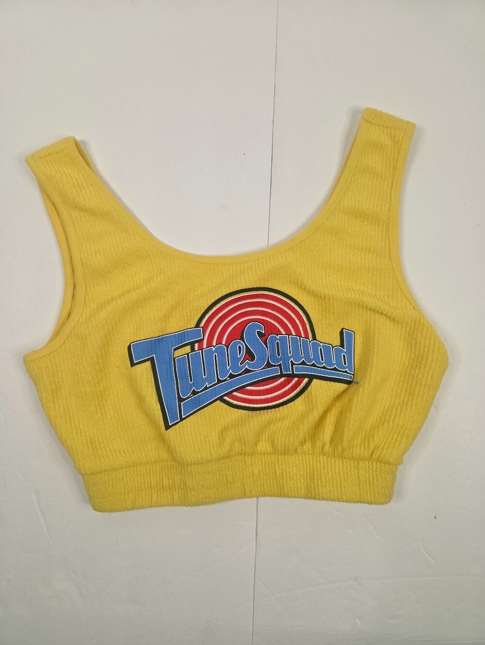 Space Jam A New Legacy Tune Squad Ribbed Knit Crop Tank Top Yellow XS